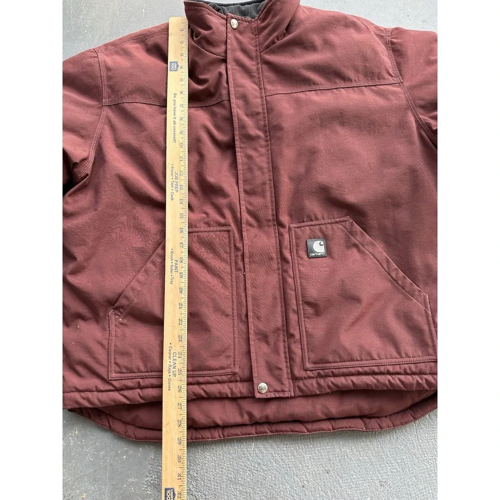Carhartt J174 RDW Nylon Insulated Jacket Zip Snap Workwear Maroon Mens XL‎